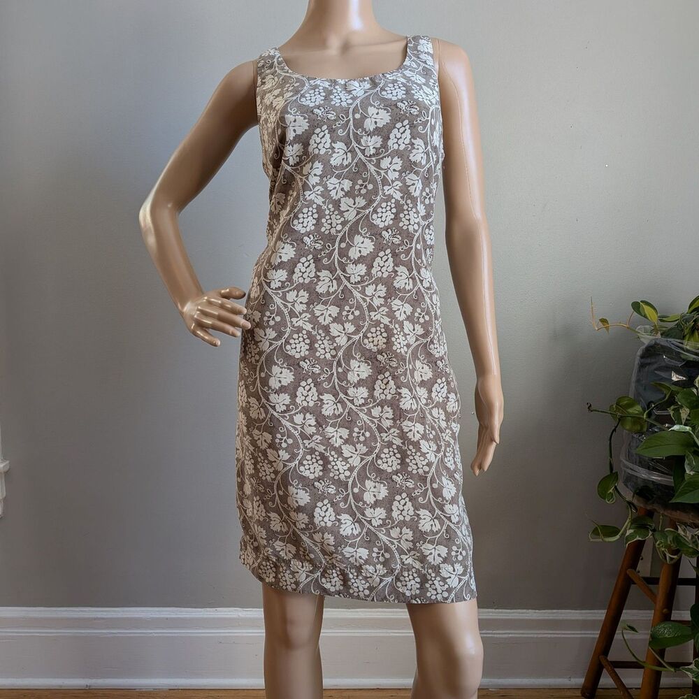 Vintage 90s Dressage Silk Mini Dress Tie Back Grapevine Summer Size 10
